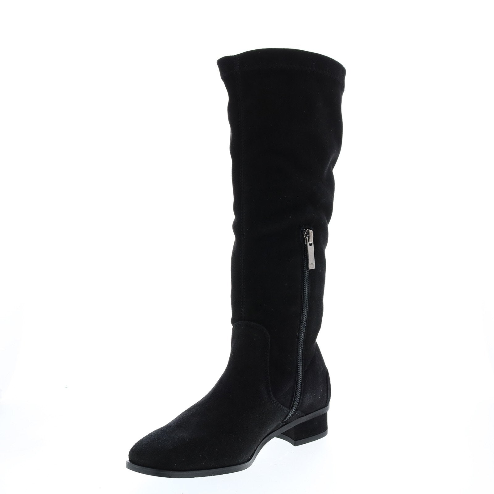 Aquatalia Livia Dr Sde Stetch Sde Womens Black Suede Zipper Knee