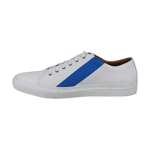 Aquatalia Alaric Calf Painted Stripe Mens White Casual Fashion Sneakers Shoes