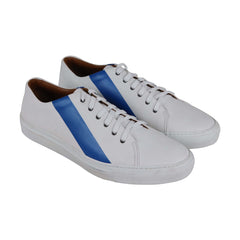 Aquatalia Alaric Calf Painted Stripe Mens White Casual Fashion Sneakers Shoes