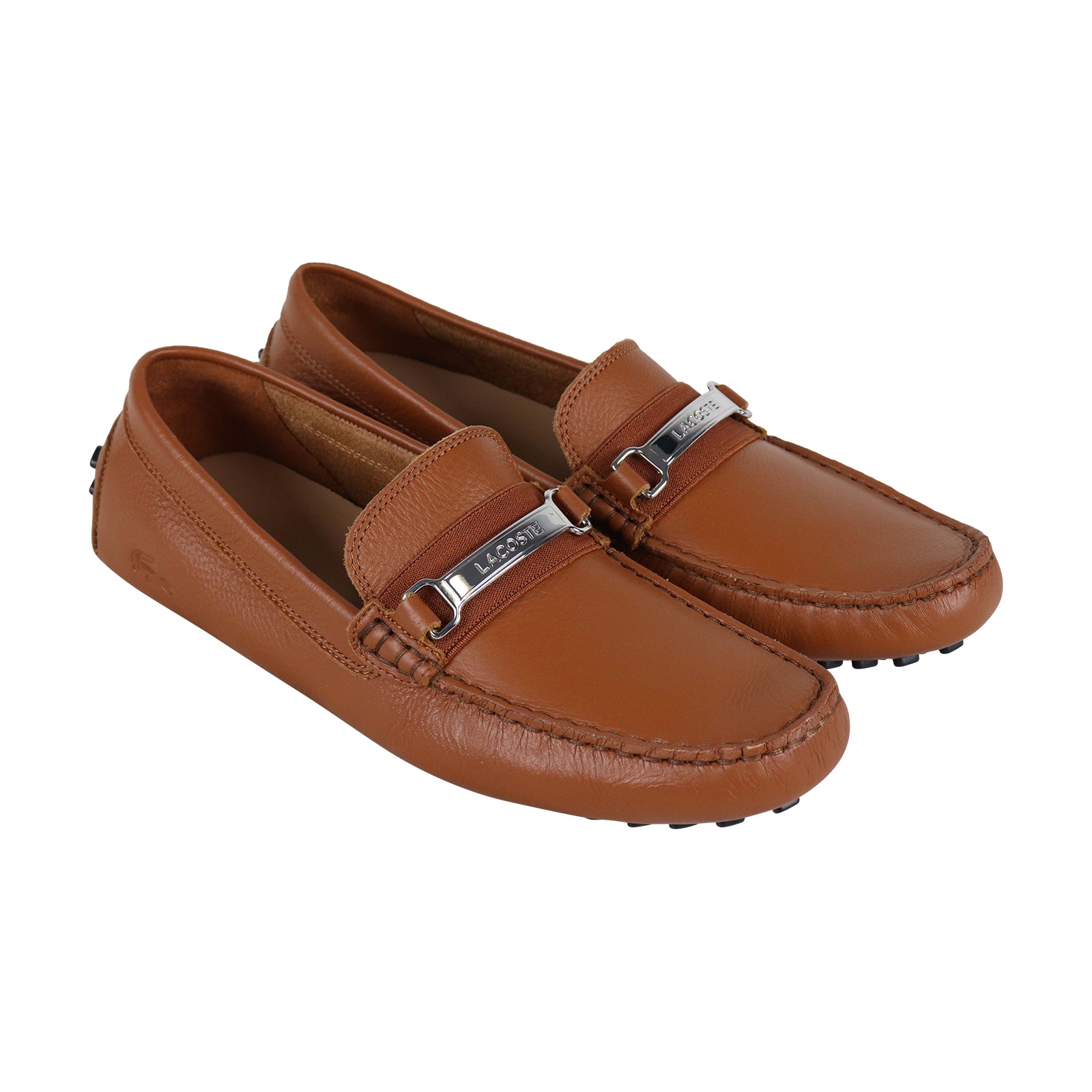 Lacoste Ansted 318 1 U Mens Tan Brown Leather Slip On Moccasin Loafers Shoes