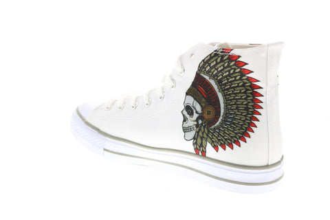 Ed Hardy Skull EH9038H Mens White Canvas Lace Up Lifestyle Sneakers Shoes