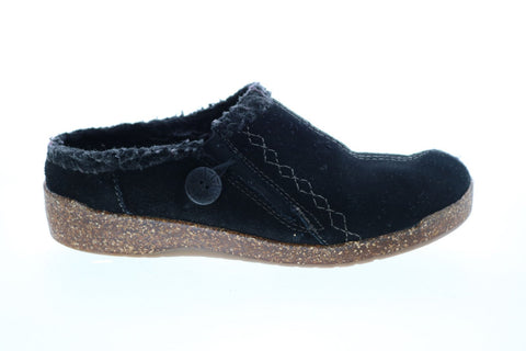 Earth Origins Johanna Womens Black Suede Slip On Clogs Slippers Shoes