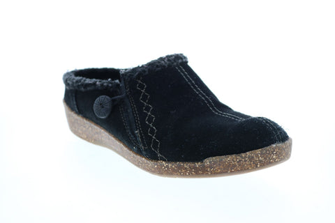 Earth Origins Johanna Womens Black Suede Slip On Clogs Slippers Shoes