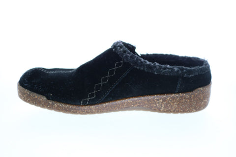 Earth Origins Johanna Womens Black Suede Slip On Clogs Slippers Shoes