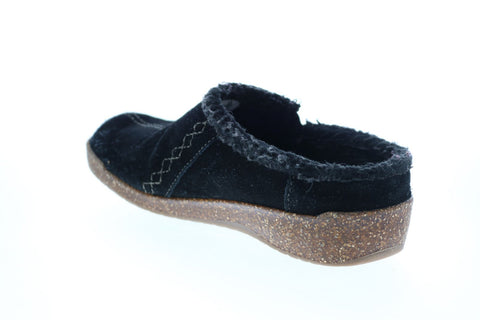 Earth Origins Johanna Womens Black Suede Slip On Clogs Slippers Shoes