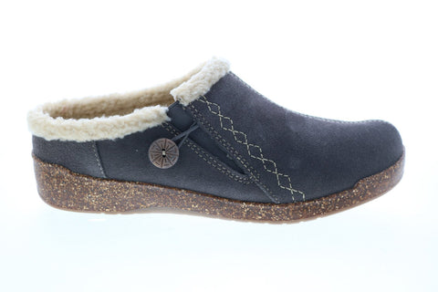 Earth Origins Johanna Womens Gray Suede Slip On Clogs Slippers