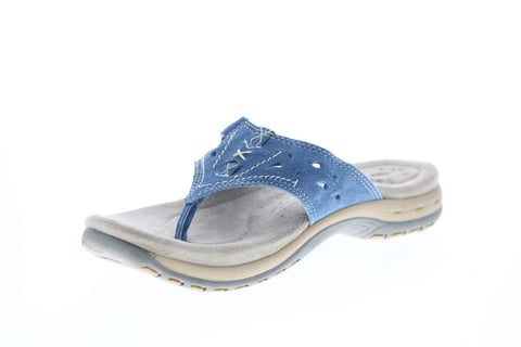 Earth Origins Sara Womens Blue Wide Suede Slip On Flip-Flops Sandals Shoes