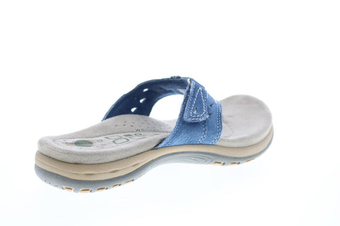 Earth Origins Sara Womens Blue Wide Suede Slip On Flip-Flops Sandals Shoes