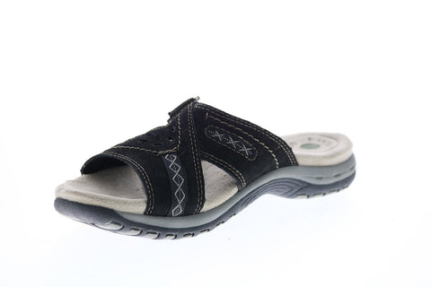 Earth Origins Sizzle Womens Black Narrow Suede Flip-Flop Sandals Shoes