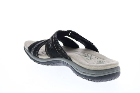 Earth Origins Sizzle Womens Black Narrow Suede Flip-Flop Sandals Shoes