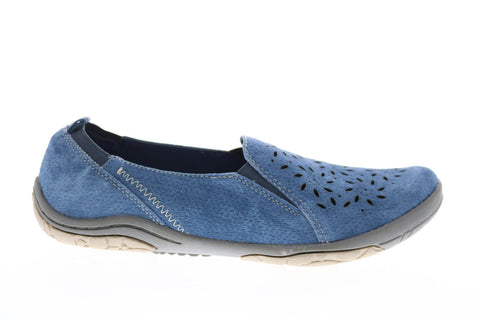 Earth Origins Sugar Womens Blue Wide Suede Slip On Loafers Flats Shoes