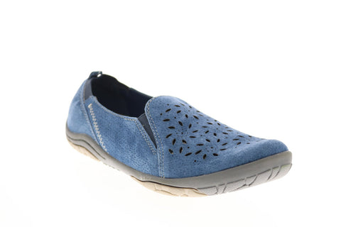 Earth Origins Sugar Womens Blue Wide Suede Slip On Loafers Flats Shoes