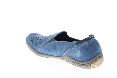 Earth Origins Sugar Womens Blue Wide Suede Slip On Loafers Flats Shoes