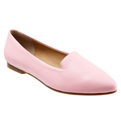 Trotters Harlowe T1707-680 Womens Pink Extra Wide Leather Loafer Flats Shoes