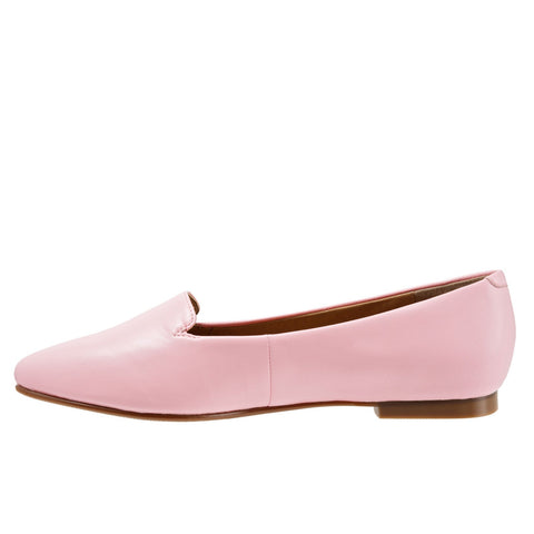 Trotters Harlowe T1707-680 Womens Pink Extra Wide Leather Loafer Flats Shoes