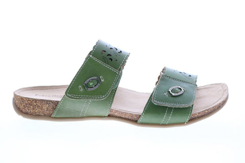 Earth Origins Tessa Womens Green Wide Leather Strap Sandals Shoes