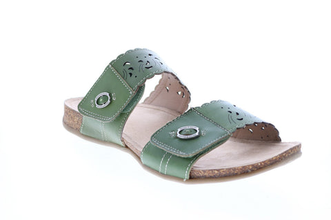 Earth Origins Tessa Womens Green Wide Leather Strap Sandals Shoes