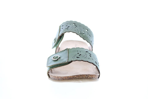 Earth Origins Tessa Womens Green Wide Leather Strap Sandals Shoes