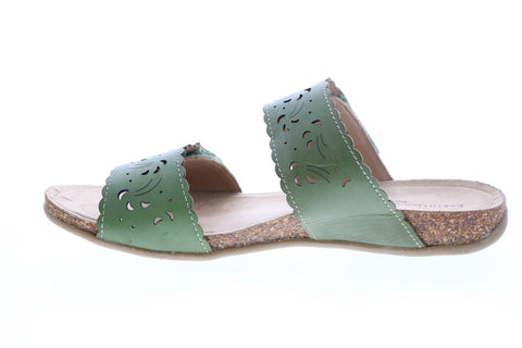 Earth Origins Tessa Womens Green Wide Leather Strap Sandals Shoes