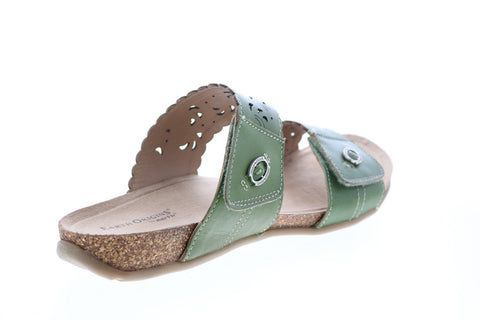 Earth Origins Tessa Womens Green Wide Leather Strap Sandals Shoes