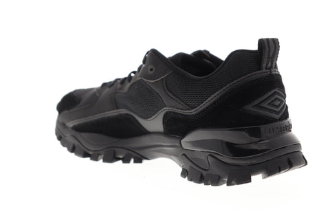 Umbro Bumpy Mens Black Leather & Suede Low Top Lace Up Sneakers Shoes
