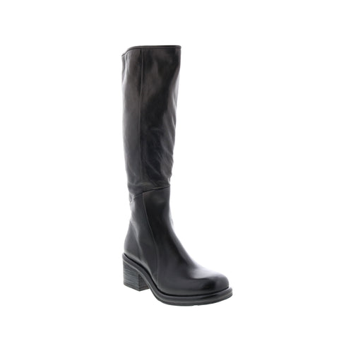 A.S.98 Lynton A95305-201 Womens Black Leather Zipper Knee High Boots