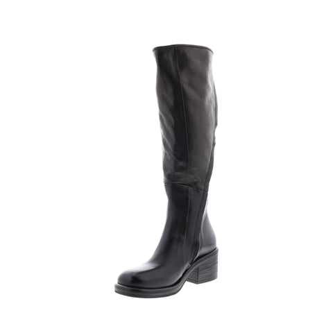 A.S.98 Lynton A95305-201 Womens Black Leather Zipper Knee High Boots