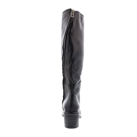 A.S.98 Lynton A95305-201 Womens Black Leather Zipper Knee High Boots