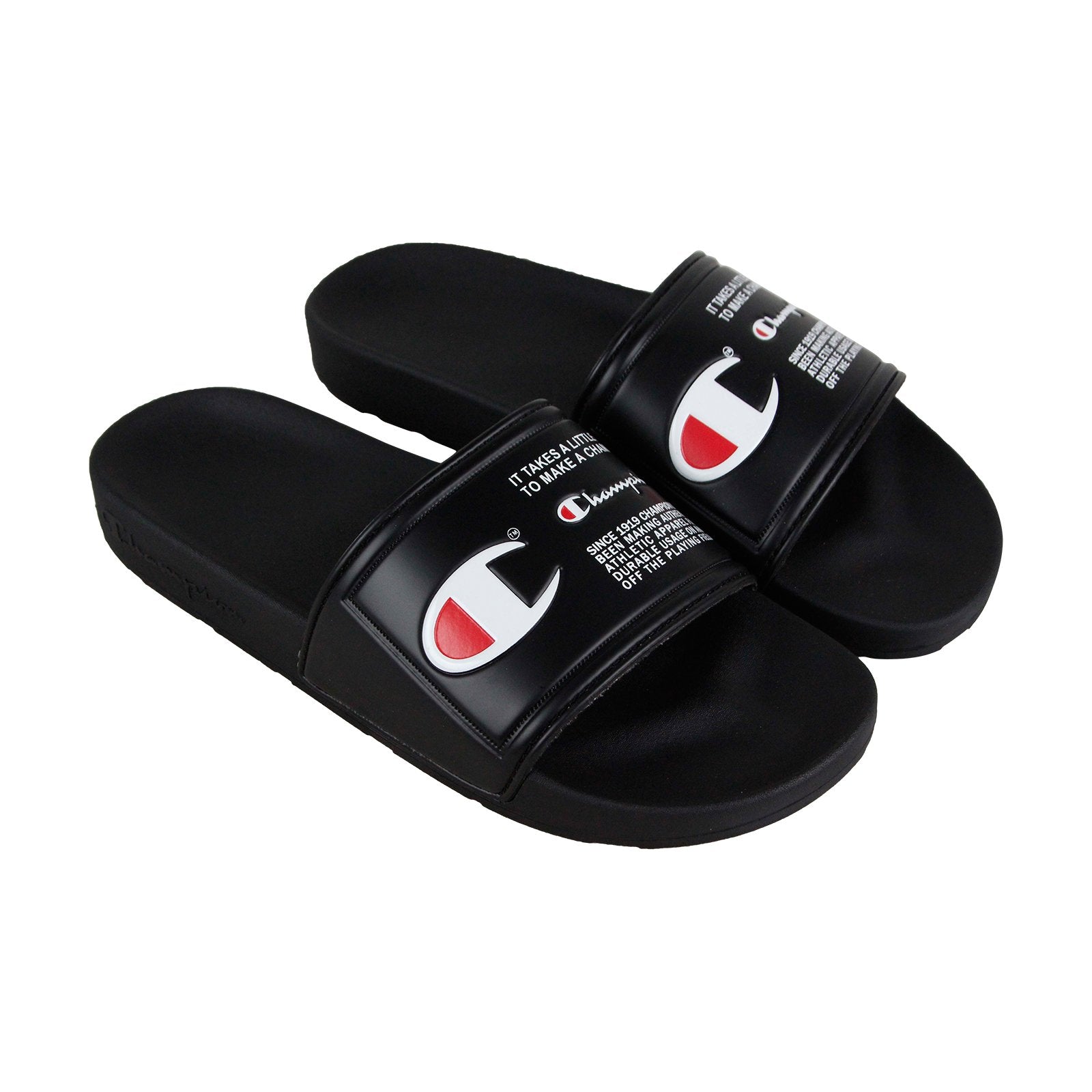 Champion Ipo Jock CM100145M Mens Black Slip On Slides Sandals Shoes