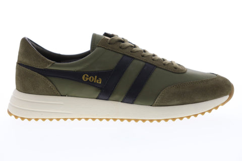 Gola Montreal CMA882 Mens Green Suede Retro Lace Up Low Top Sneakers Shoes