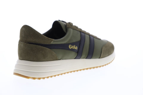 Gola Montreal CMA882 Mens Green Suede Retro Lace Up Low Top Sneakers Shoes