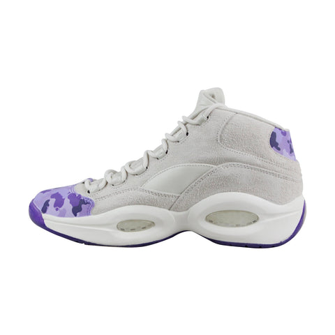 Reebok Question Mid Camron Mens Gray Suede Mid Top Athletic Gym Basketball Shoes