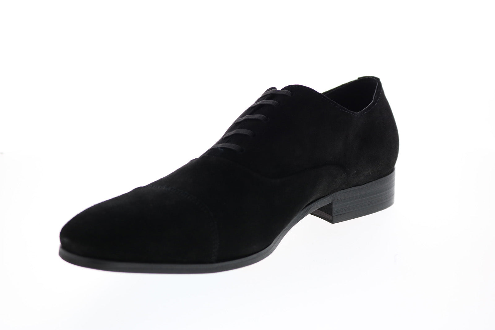 Carrucci KS2240-01S Mens Black Suede Oxfords & Lace Ups Cap Toe