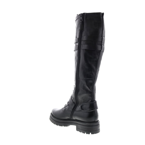 Miz Mooz Della Womens Black Leather Zipper Knee High Boots