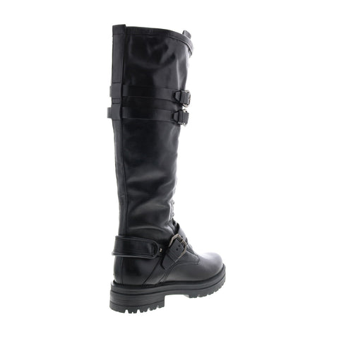 Miz Mooz Della Womens Black Leather Zipper Knee High Boots