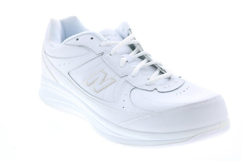 New Balance 577 MW577WT Mens White Narrow Leather Athletic Walking Shoes