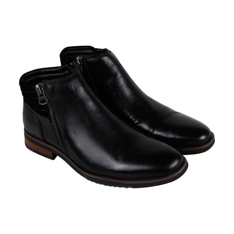 Steve Madden P-Kingpin Mens Black Leather Zipper Casual Dress Boots Shoes
